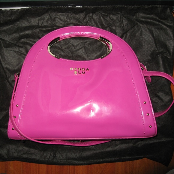 TOSCA BLU Italian Designer Fuchsia Leather Satchel - Picture 3 of 11